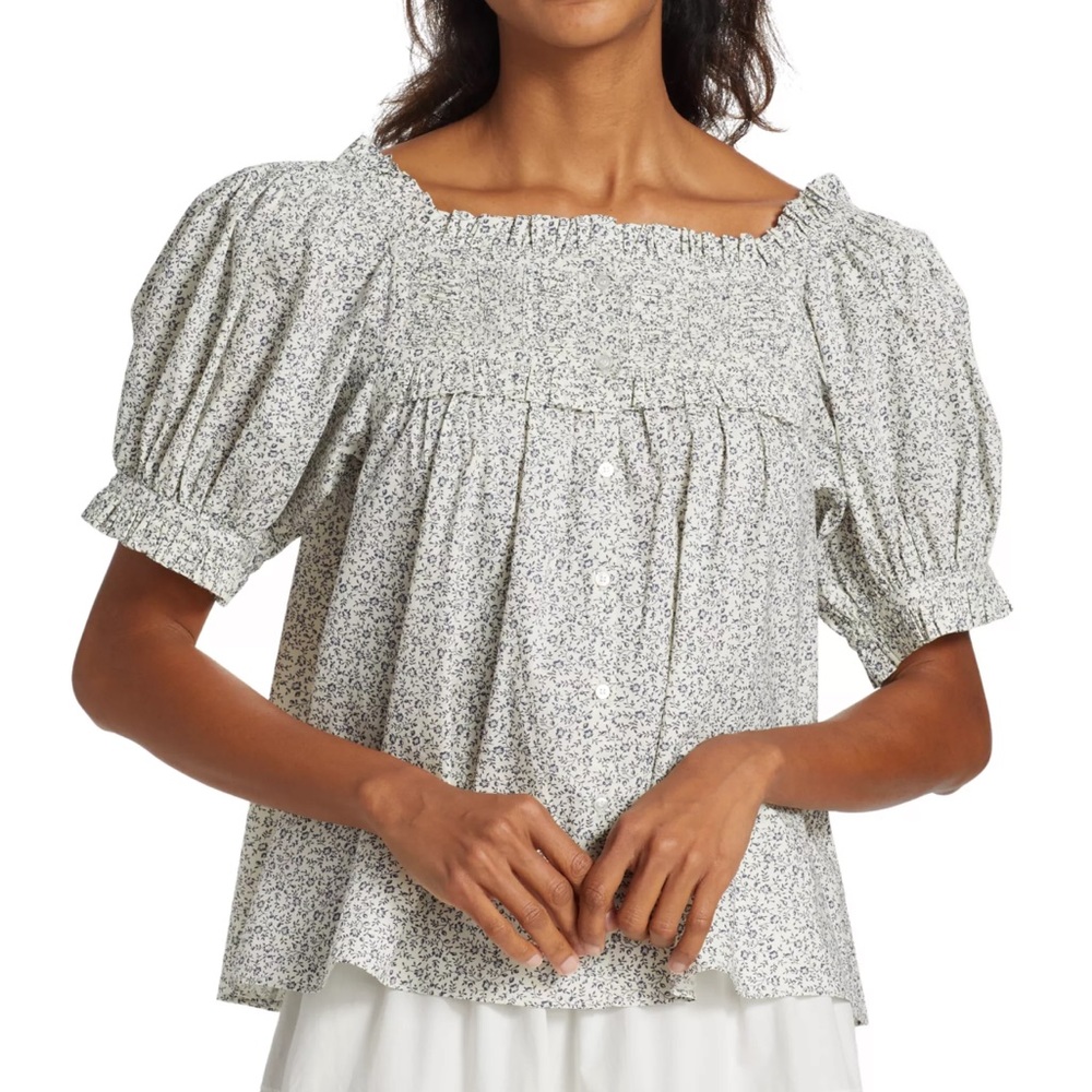 Doen Farley Pintucked Puff-Sleeve Top